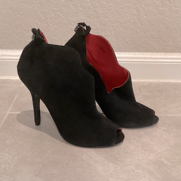 Charles Jourdan Audrey Peep Toe Suede Booties - Picture 1 of 8